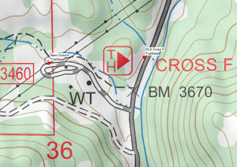 New Cross F Trailhead map